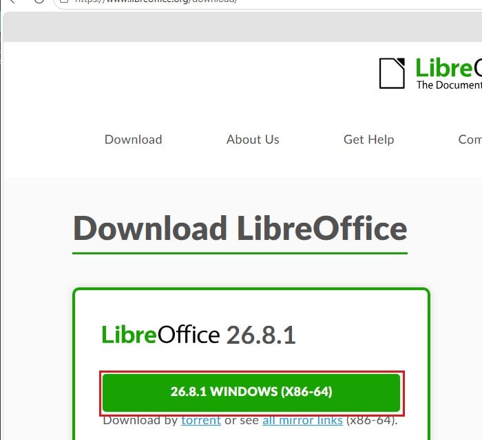 Download LibreOffice official site