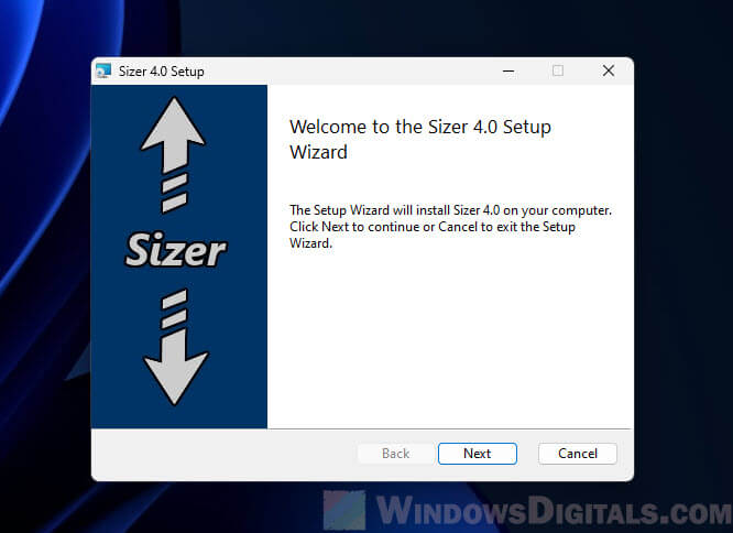 Download and Install Sizer for Windows 11
