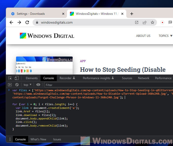 Downloading multiple files in Chrome using JavaScript