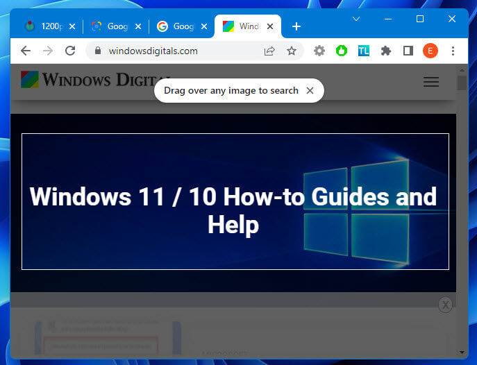 Drag over any image to search Chrome