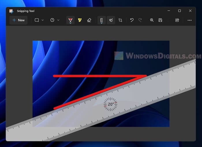 Draw vertical or angled line Snipping Tool