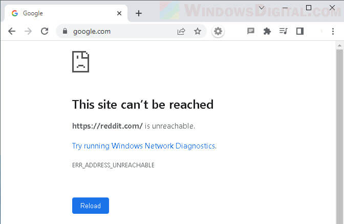 ERR_ADDRESS_UNREACHABLE Chrome