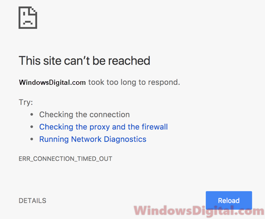 ERR_CONNECTION_TIMED_OUT Chrome Website Windows 11/10