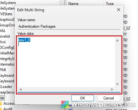 Edit Authentication Packages msv1_0 Windows 11