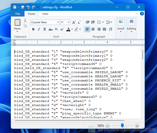Edit CFG file in Windows 11