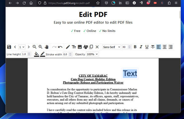 Edit PDF using PDF24