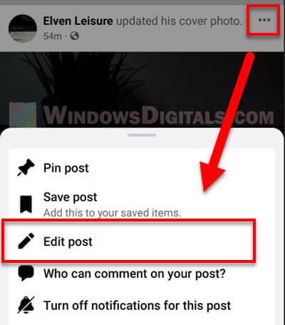 Edit cover photo post no privacy Facebook