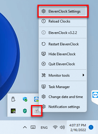 ElevenClock Settings