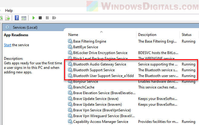 Enable Bluetooth audio services in Windows 11