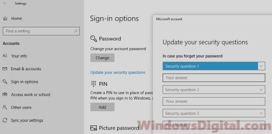 Enable or Disable Security Questions Windows 10/11