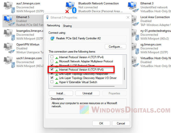 Enable IPv6 in Windows 11