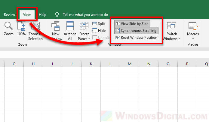 Enable Synchronous Scrolling in Excel