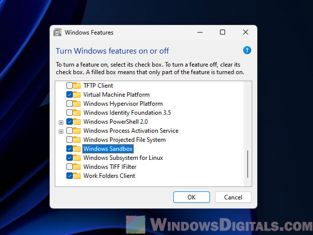 Enable Windows Sandbox in Windows 11