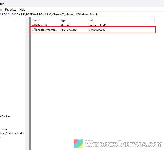 EnableDynamicContentInWSB registry Windows 11