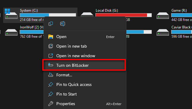 Encrypt SSD data using BitLocker