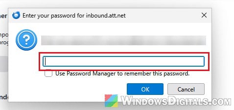 Enter AT&T secure mail key password Thunderbird