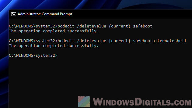 Enter Safe mode in Windows using command lines