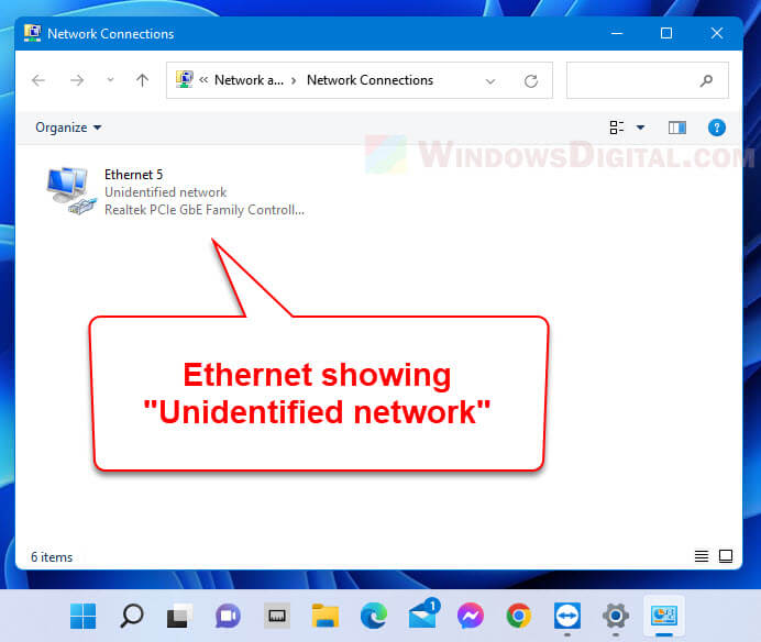 Ethernet Unidentified Network Windows 11