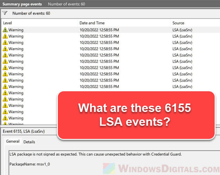 Event ID 6155 LSA (LsaSrv) Warnings in Windows 11