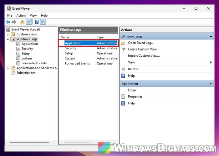 Event Viewer Windows Logs Application Windows 11