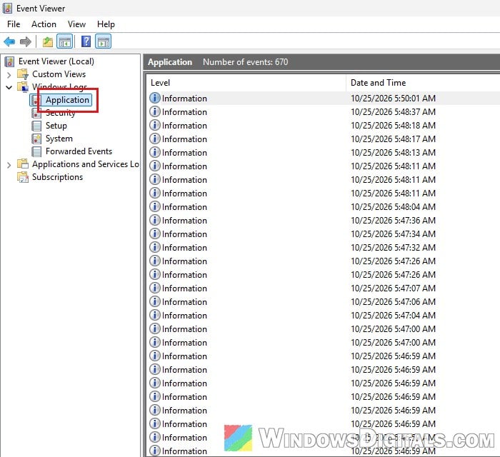 Event Viewer Windows Logs Application Windows 11