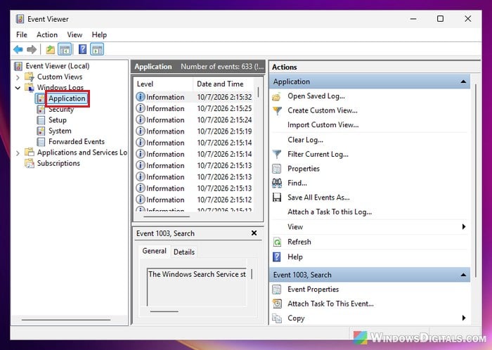 Event Viewer Windows Logs Application Windows 11