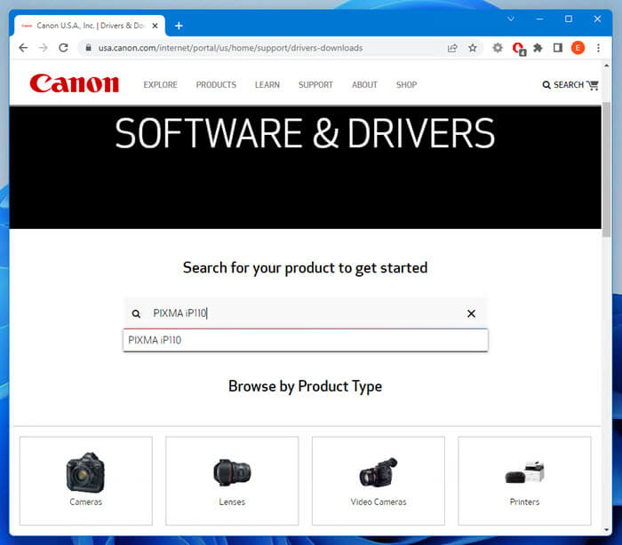 Example Canon Printer Driver Download Website