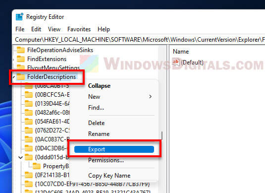 Export Folder Descriptions Registry