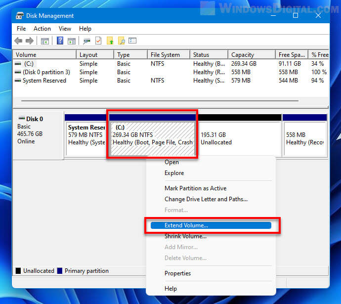 Extend C Drive Windows 11