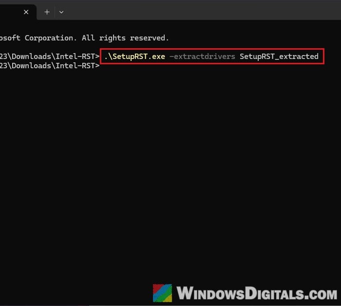 Extract Intel RST drivers with extractdrivers command