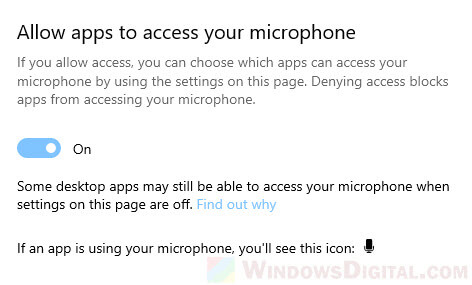 FB Messenger allow mic access Windows 10