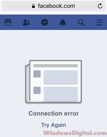 Kesalahan koneksi Facebook Coba lagi iPhone Android