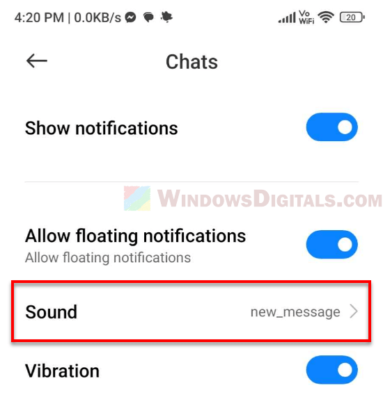 Facebook Messenger Default notification sound name
