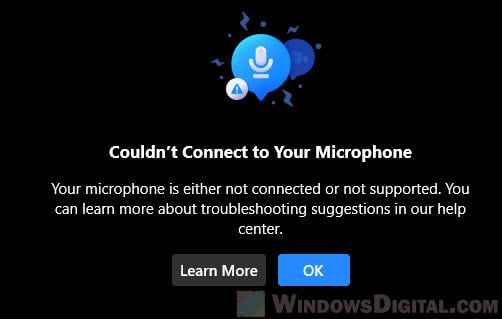 Facebook Messenger couldn't connect to your Microphone PC