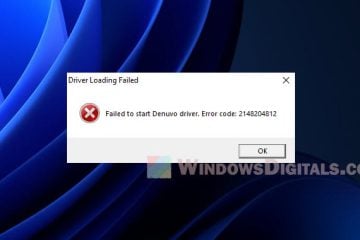 Failed to start Denuvo driver Error code 2148204812