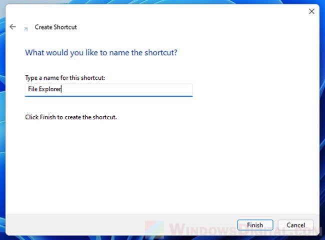 File Explorer desktop shortcut