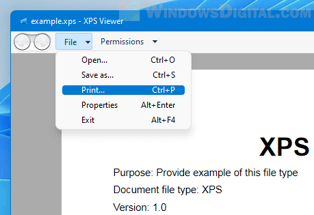 File Print XPS Viewer Windows 11