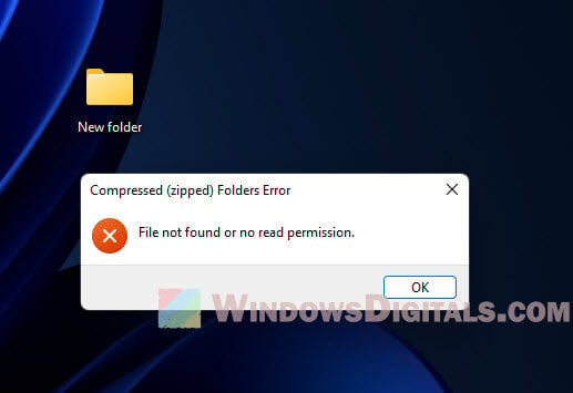 File not found or no read permission Windows 11