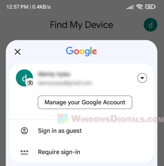 Find My Device Location is unavailable