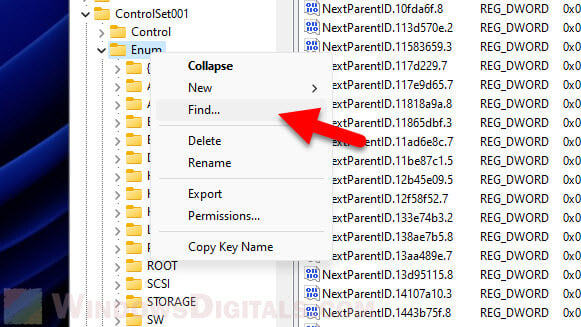 Find driver key from registry editor Windows 11