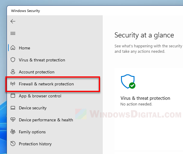 Firewall and network protection Windows 11