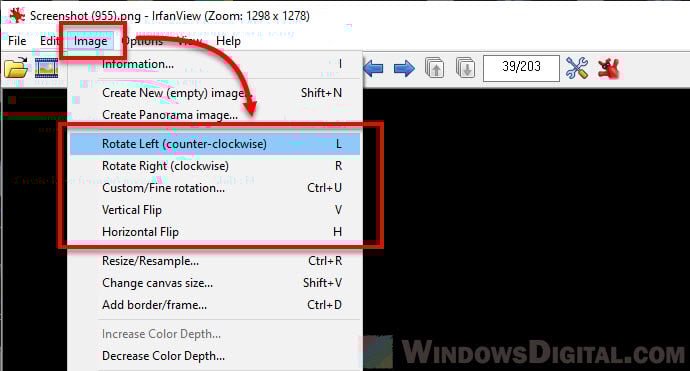 Flip or Rotate Image Picture or Photo in Windows 10 using IrfanView