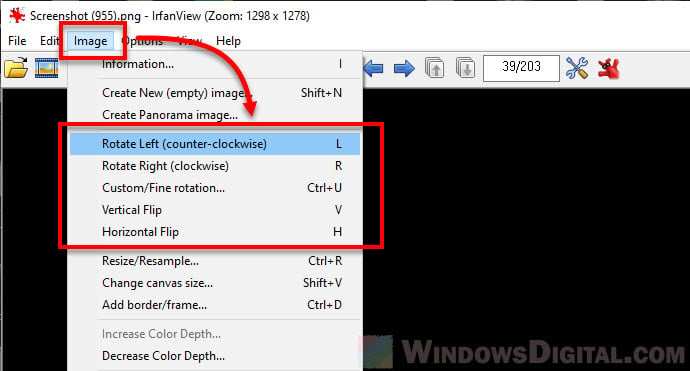 Flip or Rotate Image Picture or Photo in Windows 10 using IrfanView