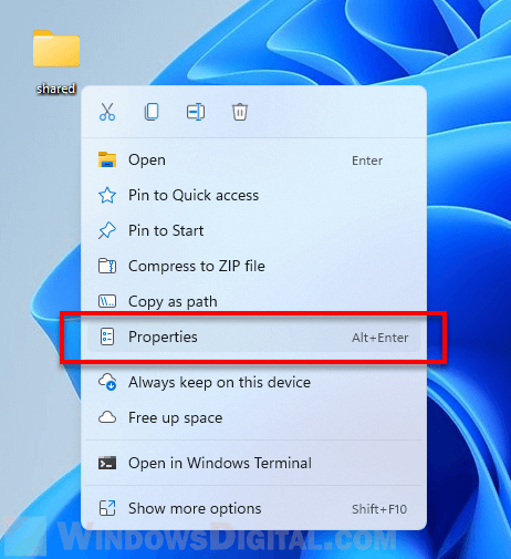 Folder Properties Windows 11