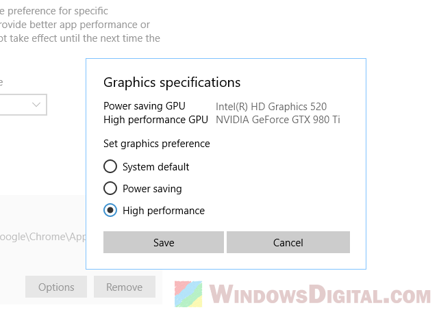 Force laptop to use Nvidia GPU or integrated graphics intel HD