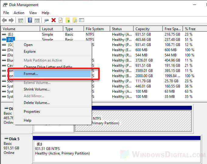 Format SSD Windows 10