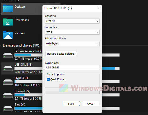 Format USB Drive