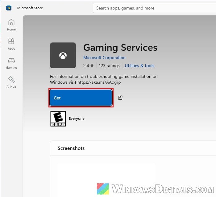 Gaming Services Microsoft Store install Windows 11