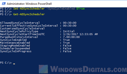 Get-ADSyncSyncCycle is not recognized as a cmdlet