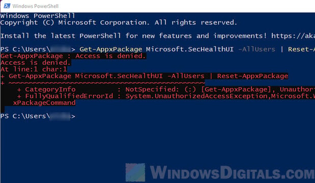 Get-AppxPackage Access is Denied Windows 11